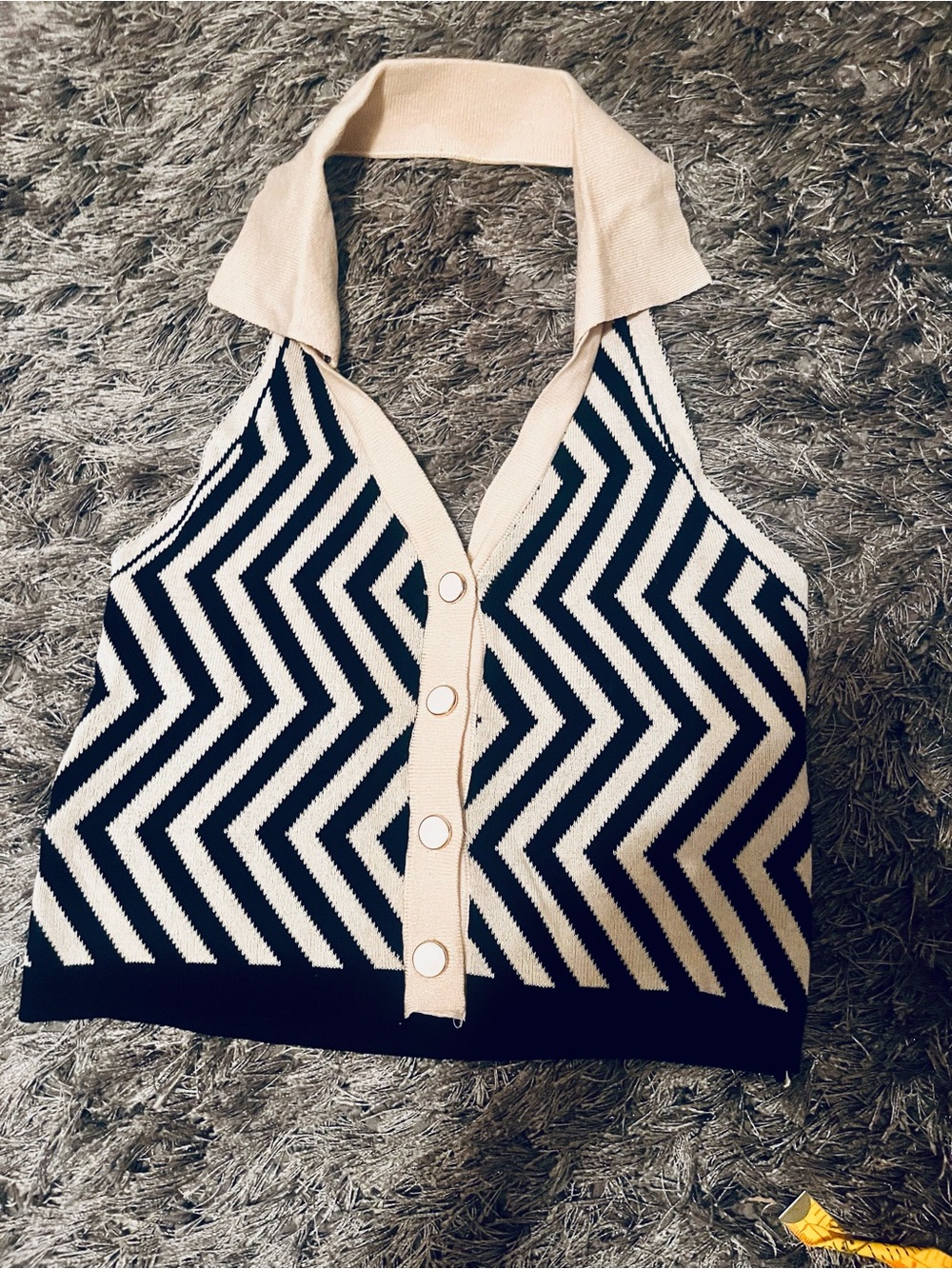 Cider Black & Cream Chevron Halter Knit Camisole